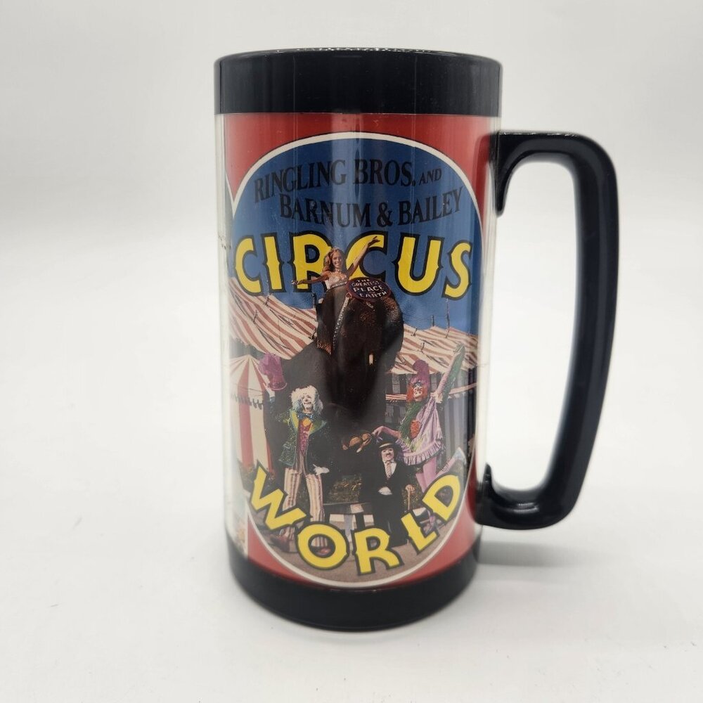 Vintage Circus World Thermo-Serv Mug Ringling Bros‎ Barnum & Bailey Wisconsin